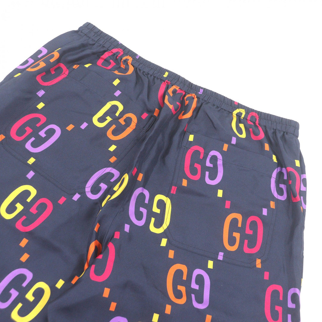 Excellent GUCCI Shorts GG logo all-over pattern Navy silk mens