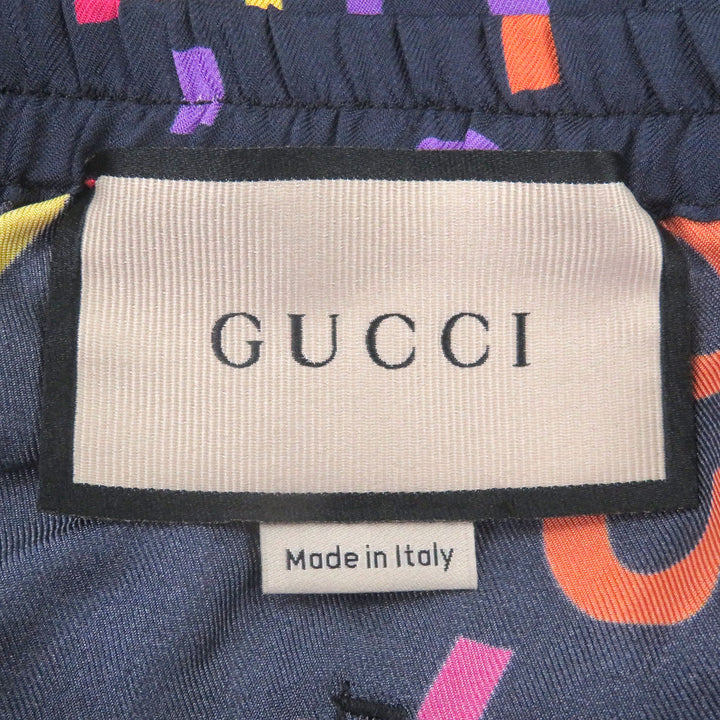 Excellent GUCCI Shorts GG logo all-over pattern Navy silk mens