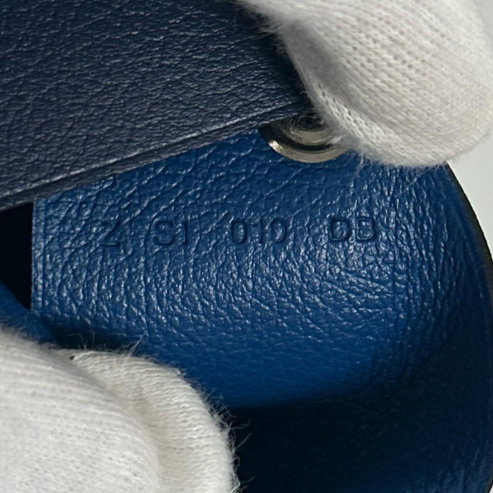 Excellent HERMES Calvi Duo Compact Verso Card Case blue Evercolor Leather Women