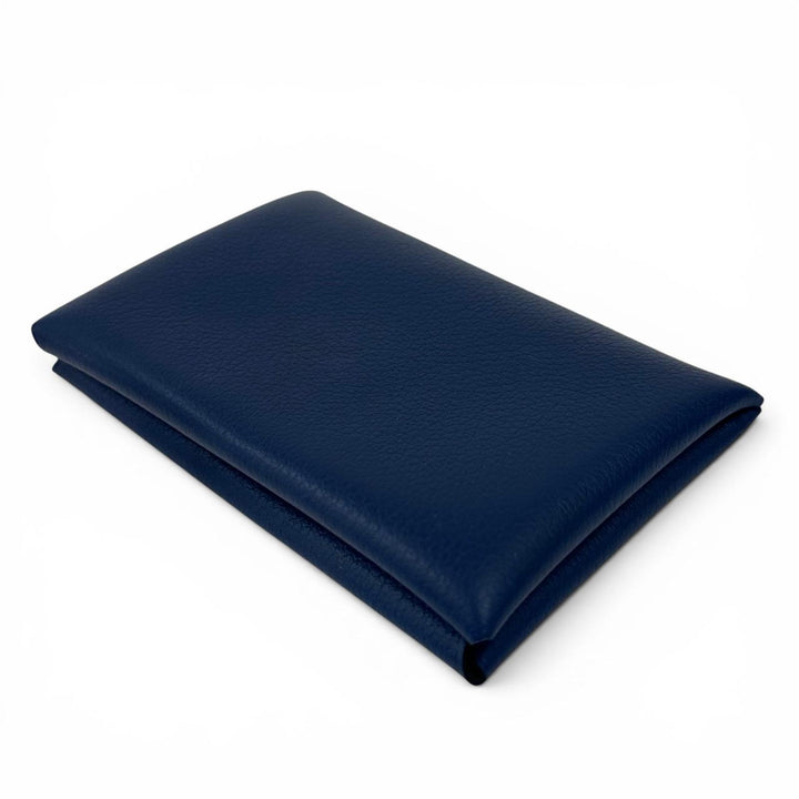 Excellent HERMES Calvi Duo Compact Verso Card Case blue Evercolor Leather Women