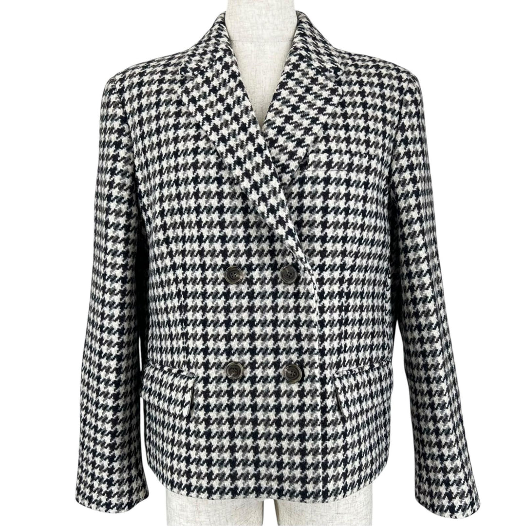 Excellent theory tailored jacket Houndstooth Tweed multicolor wool SQUARE DB JKT
