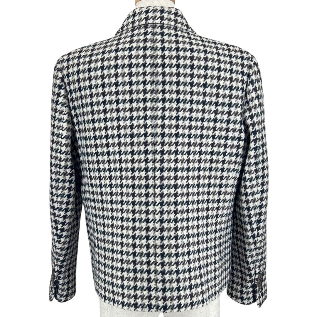 Excellent theory tailored jacket Houndstooth Tweed multicolor wool SQUARE DB JKT