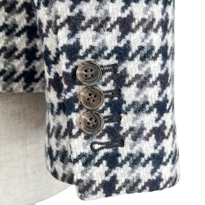 Excellent theory tailored jacket Houndstooth Tweed multicolor wool SQUARE DB JKT