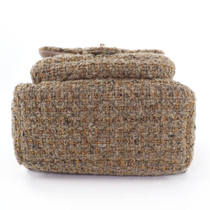 Excellent CHANEL Backpack COCO Mark Turnlock Matelasse Tweed Chainshoulder