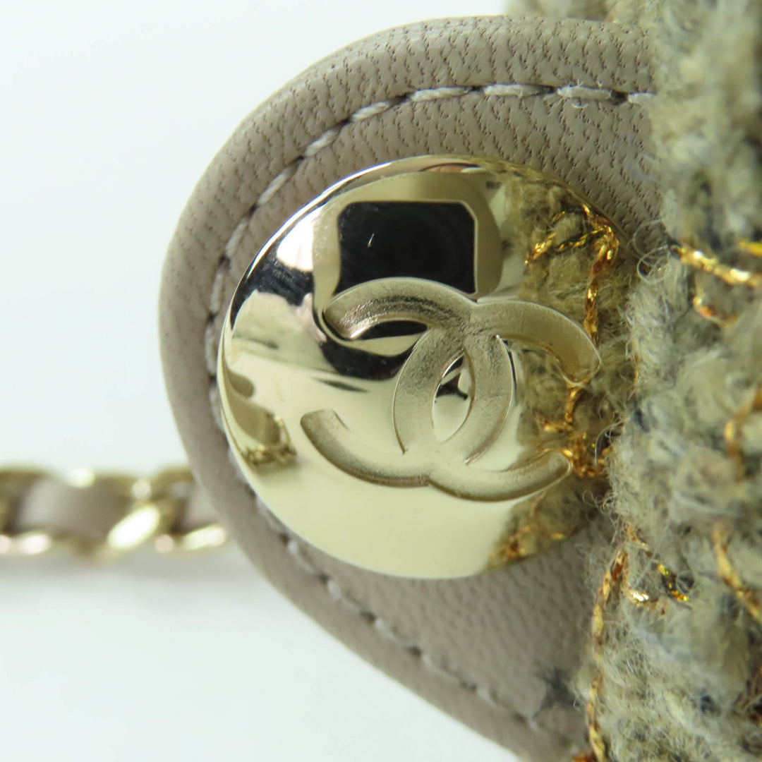 Excellent CHANEL Backpack COCO Mark Turnlock Matelasse Tweed Chainshoulder