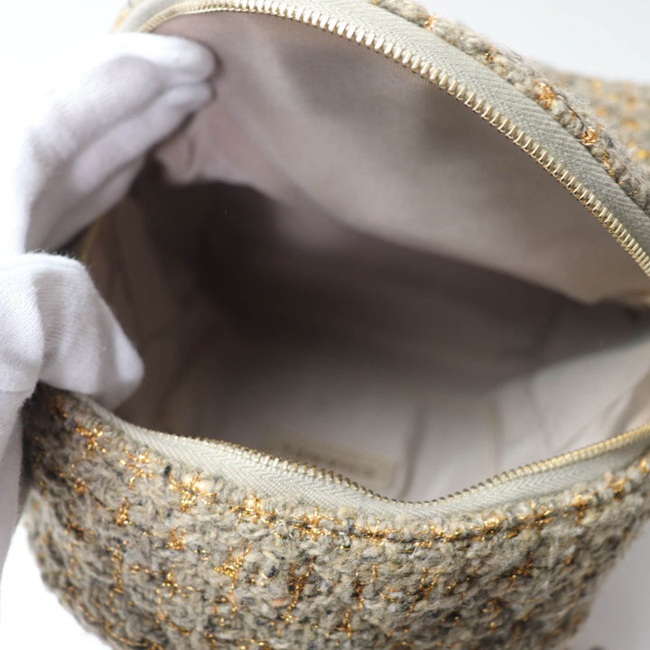 Excellent CHANEL Backpack COCO Mark Turnlock Matelasse Tweed Chainshoulder