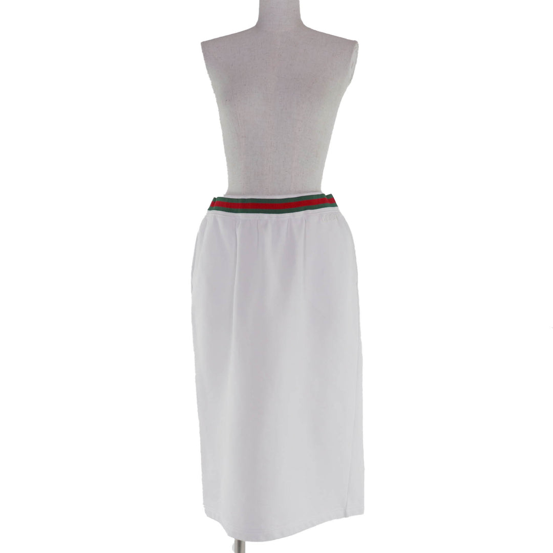 Excellent GUCCI skirt Logo Web Line Jersey white cotton Women L 810391