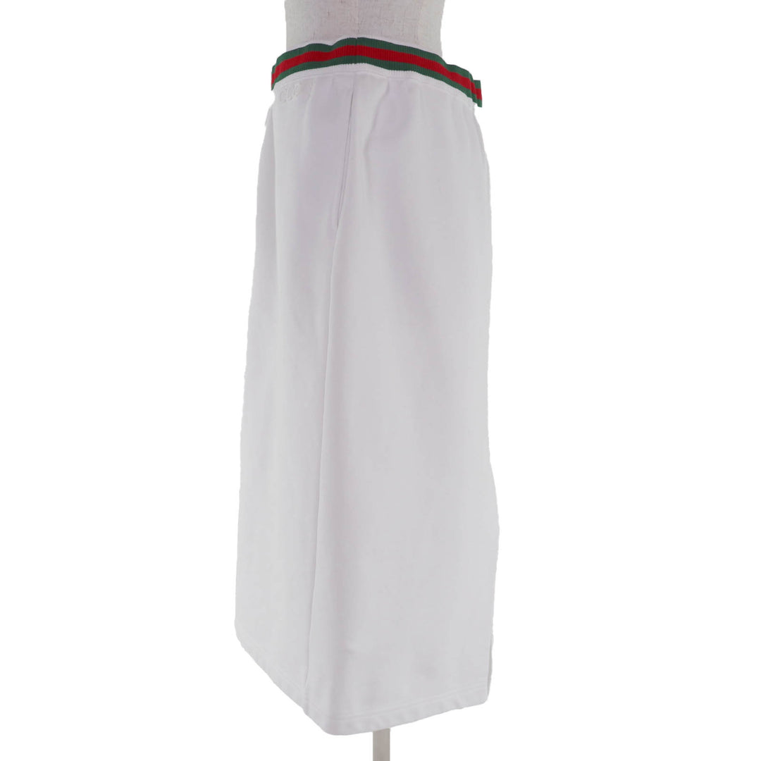 Excellent GUCCI skirt Logo Web Line Jersey white cotton Women L 810391