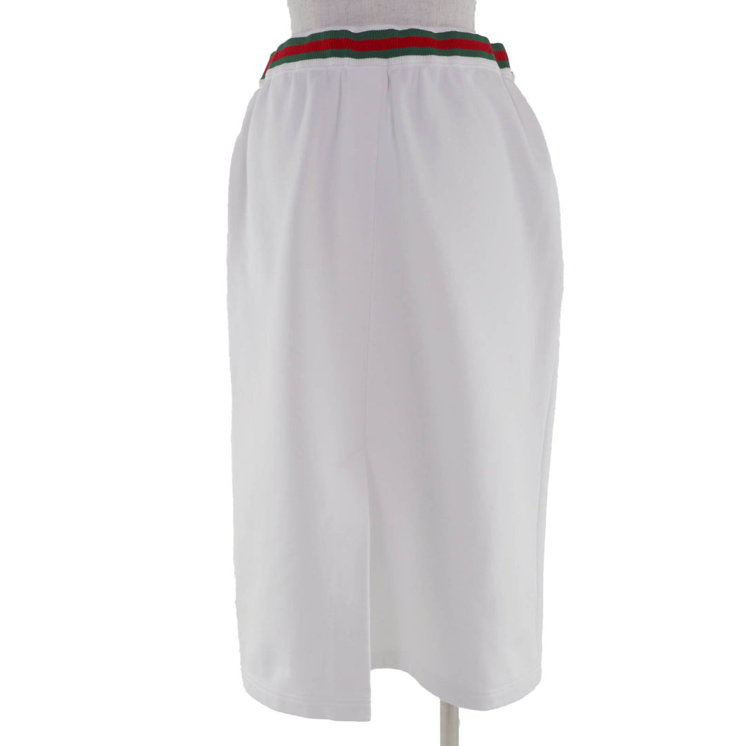 Excellent GUCCI skirt Logo Web Line Jersey white cotton Women L 810391