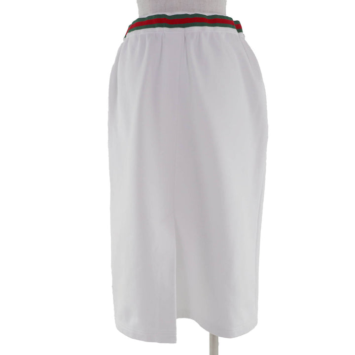Excellent GUCCI skirt Logo Web Line Jersey white cotton Women L 810391