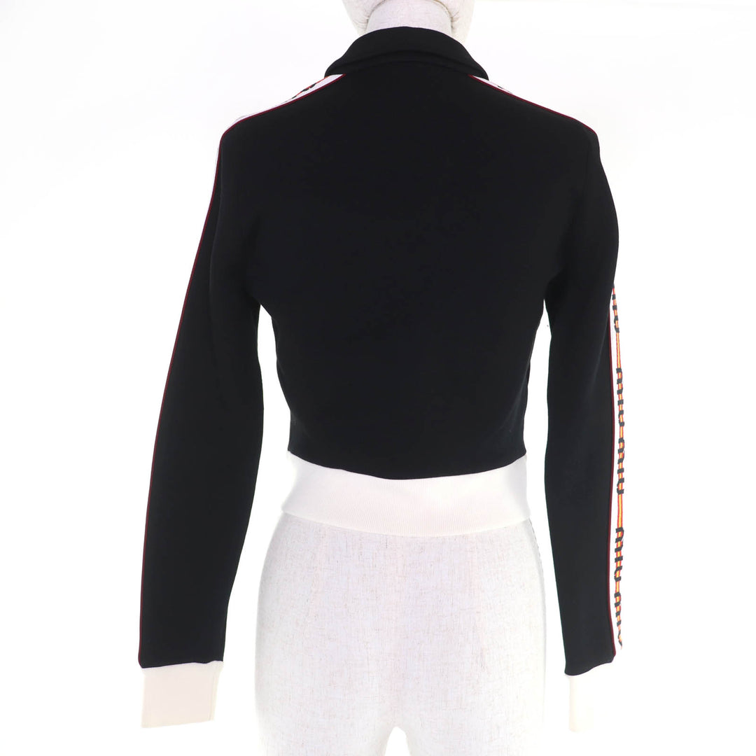 Excellent MIUMIU Jacket Logo Tape Cropped Zip Up black cotton Women S MJL604