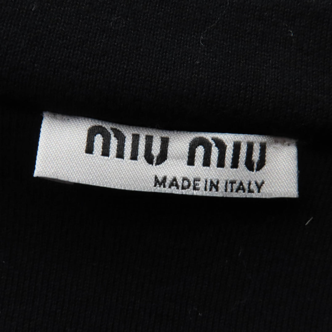 Excellent MIUMIU Jacket Logo Tape Cropped Zip Up black cotton Women S MJL604
