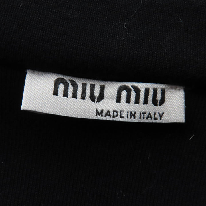 Excellent MIUMIU Jacket Logo Tape Cropped Zip Up black cotton Women S MJL604