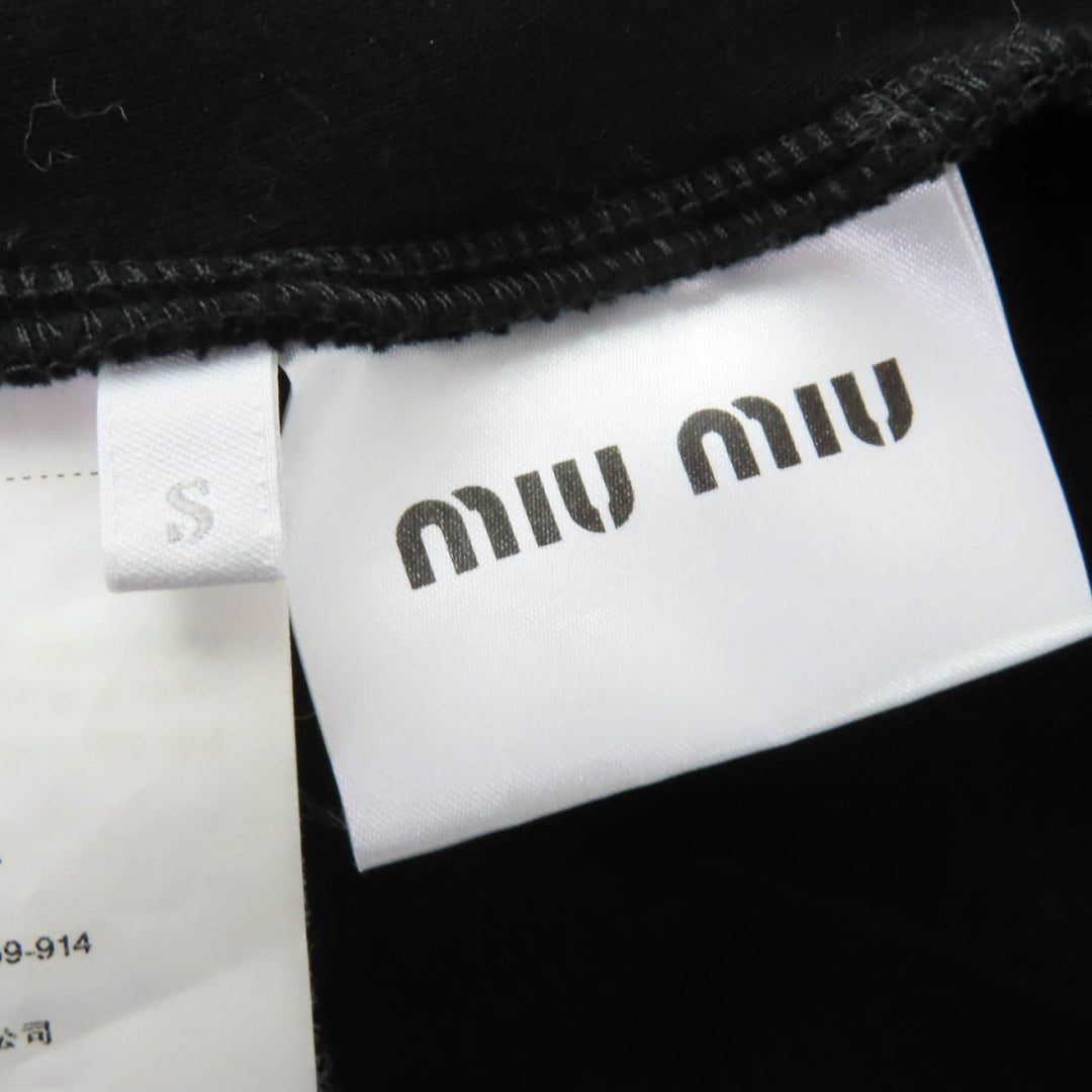 Excellent MIUMIU Jacket Logo Tape Cropped Zip Up black cotton Women S MJL604