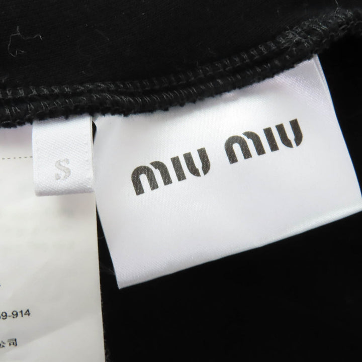 Excellent MIUMIU Jacket Logo Tape Cropped Zip Up black cotton Women S MJL604