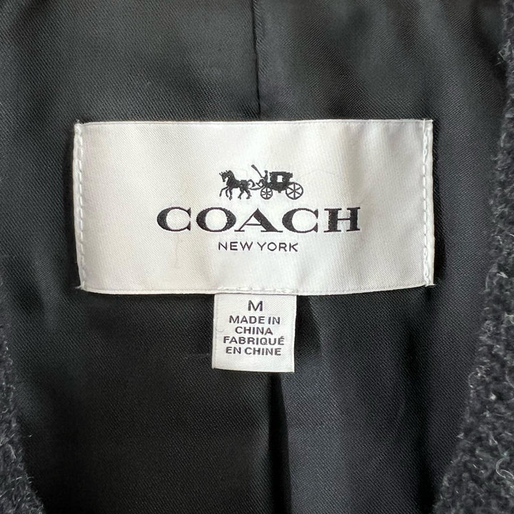 Excellent COACH pea coat, leather trim, striped Dark gray mens M F86518