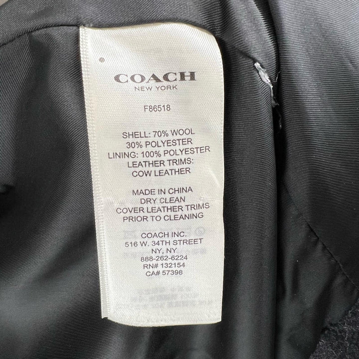 Excellent COACH pea coat, leather trim, striped Dark gray mens M F86518