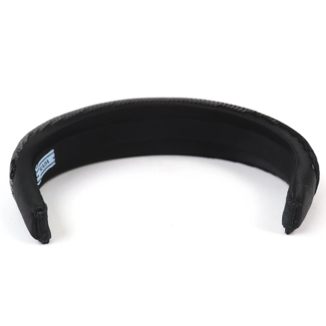 Excellent PRADA hair accessory Logo Sequin Headband Hairband black Women 1IH019