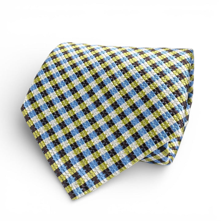 Pristine HERMES tie Check Pattern multicolor silk mens 758974T