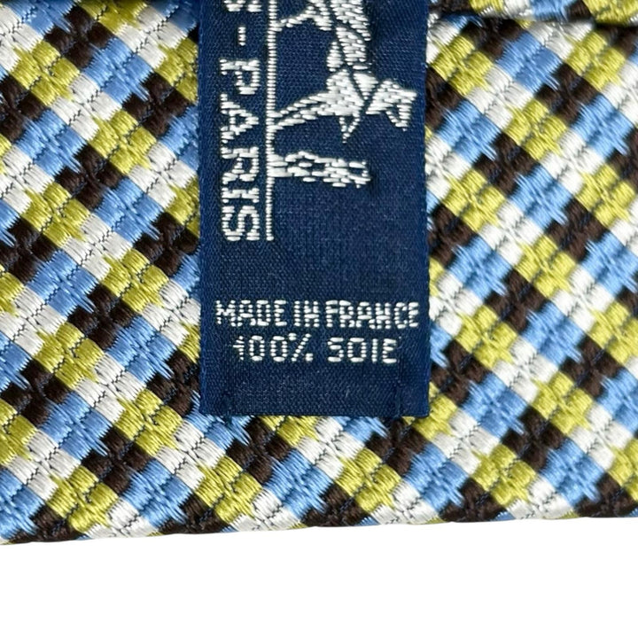 Pristine HERMES tie Check Pattern multicolor silk mens 758974T