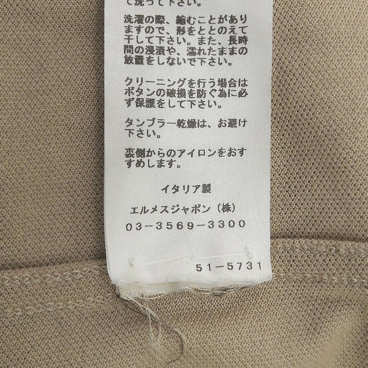Excellent HERMES Short sleeve polo shirt beige cotton mens XS