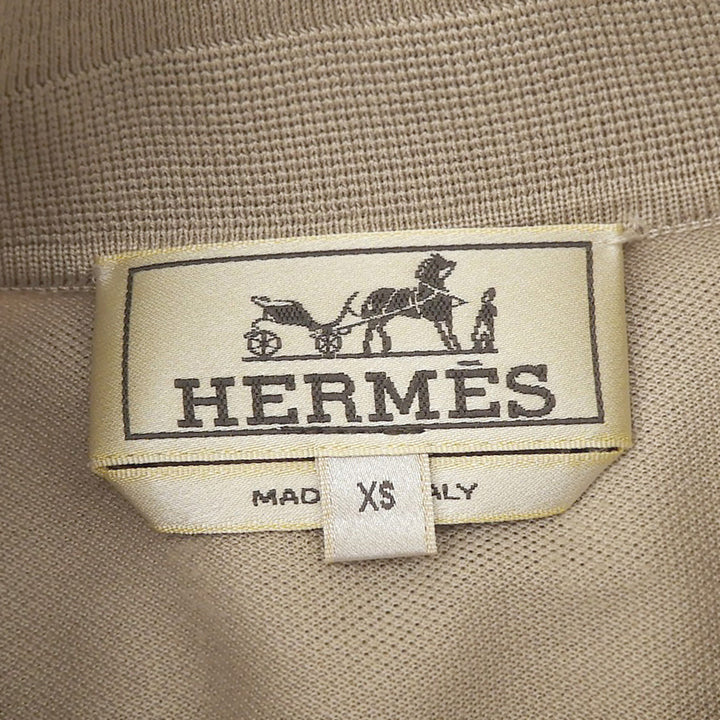 Excellent HERMES Short sleeve polo shirt beige cotton mens XS