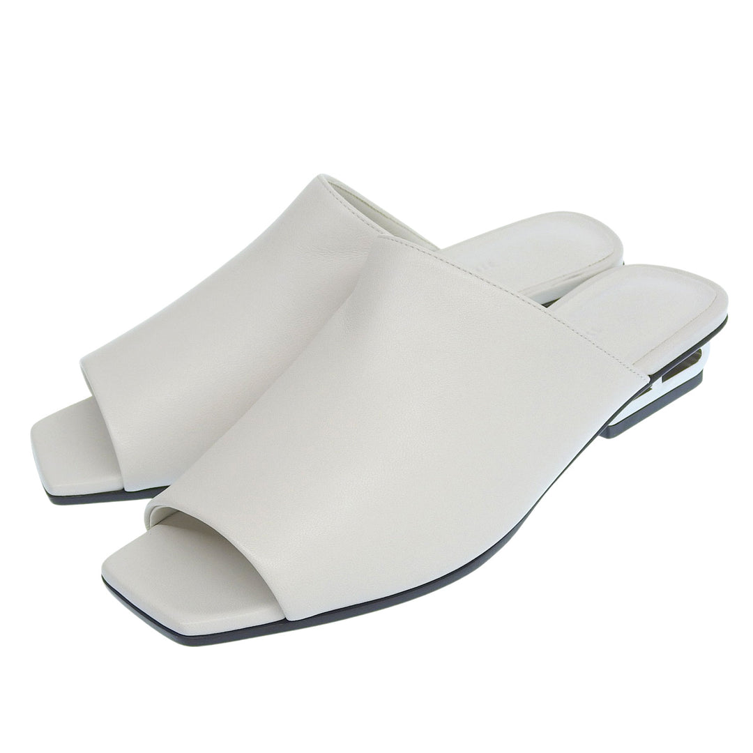 Pristine HERMES Mule IDOLE Light gray leather Women 36