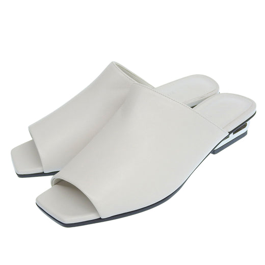 Pristine HERMES Mule IDOLE Light gray leather Women 36