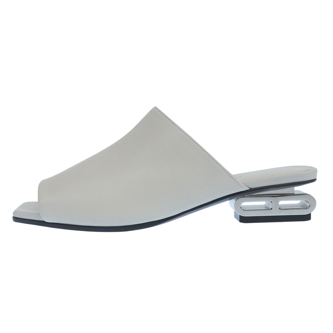 Pristine HERMES Mule IDOLE Light gray leather Women 36