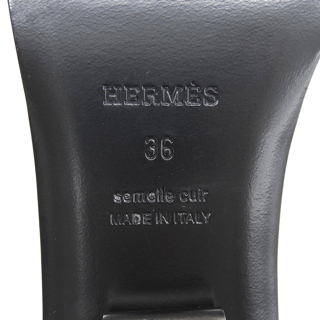Pristine HERMES Mule IDOLE Light gray leather Women 36