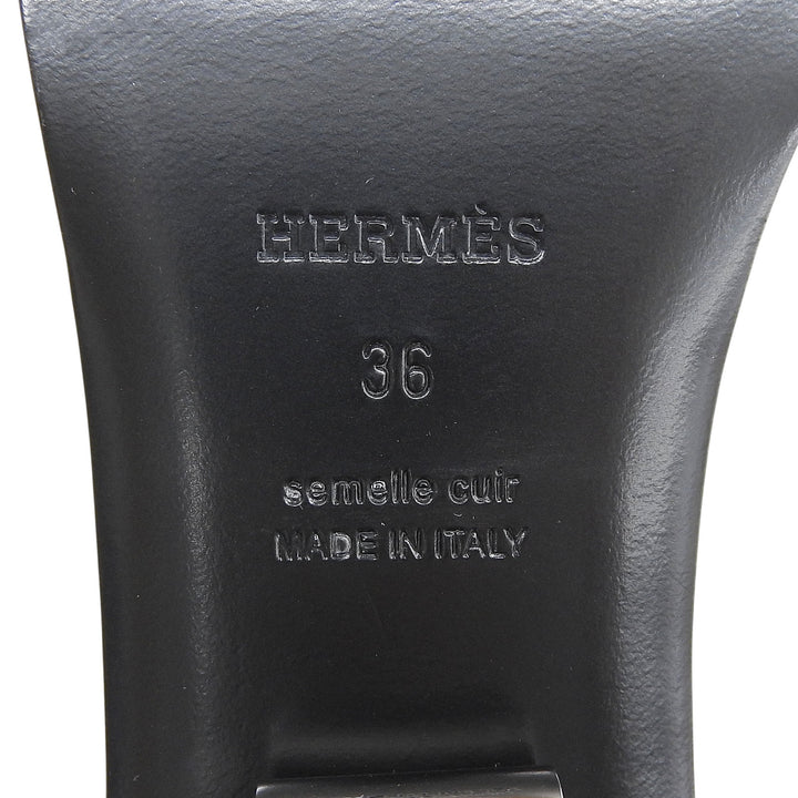 Pristine HERMES Mule IDOLE Light gray leather Women 36