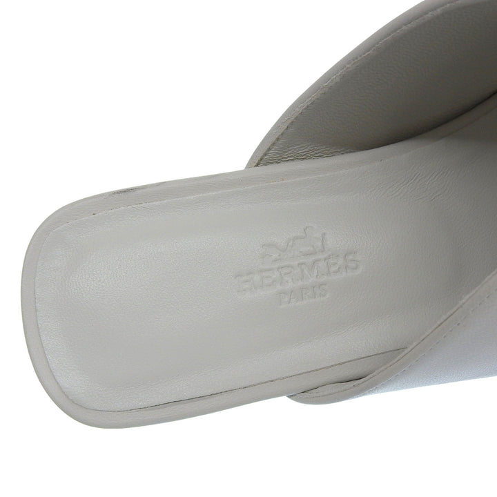 Pristine HERMES Mule IDOLE Light gray leather Women 36