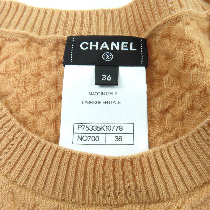 Excellent CHANEL knit Orange series cashmere Women 36 23A P75335