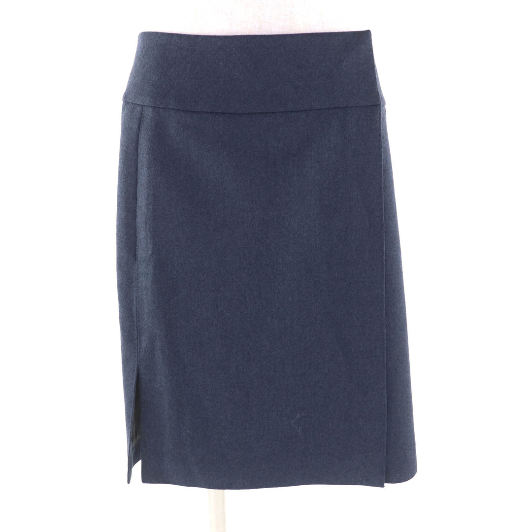 Excellent HERMES Wrap skirt trapezoid knee length Navy wool Women 34