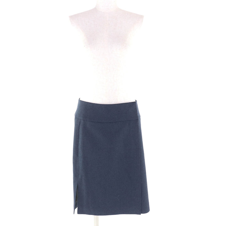 Excellent HERMES Wrap skirt trapezoid knee length Navy wool Women 34