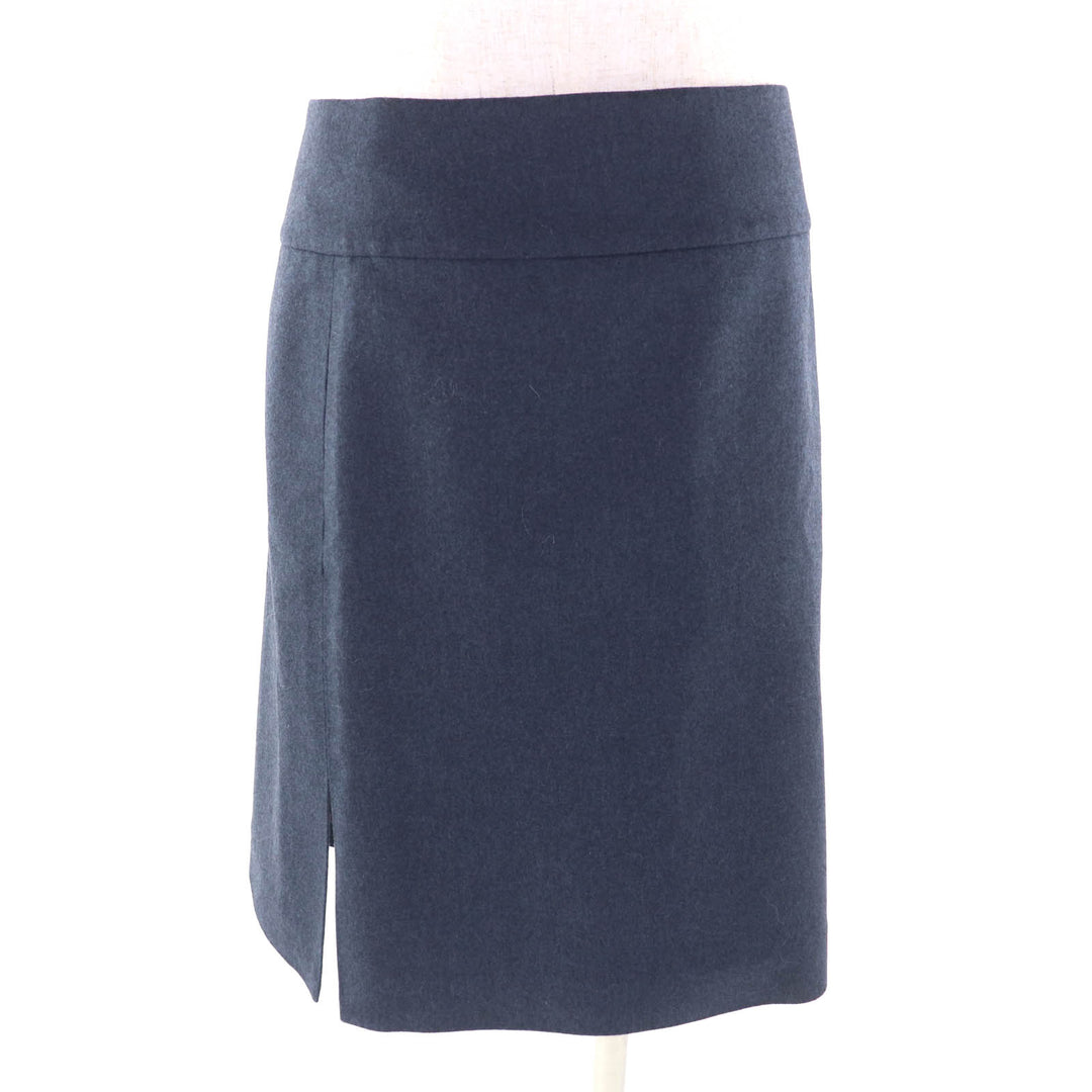 Excellent HERMES Wrap skirt trapezoid knee length Navy wool Women 34