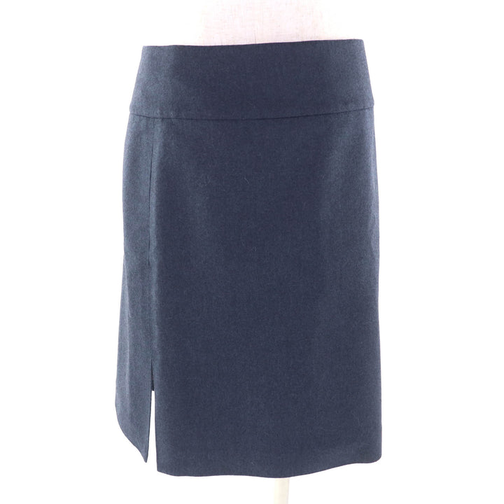 Excellent HERMES Wrap skirt trapezoid knee length Navy wool Women 34
