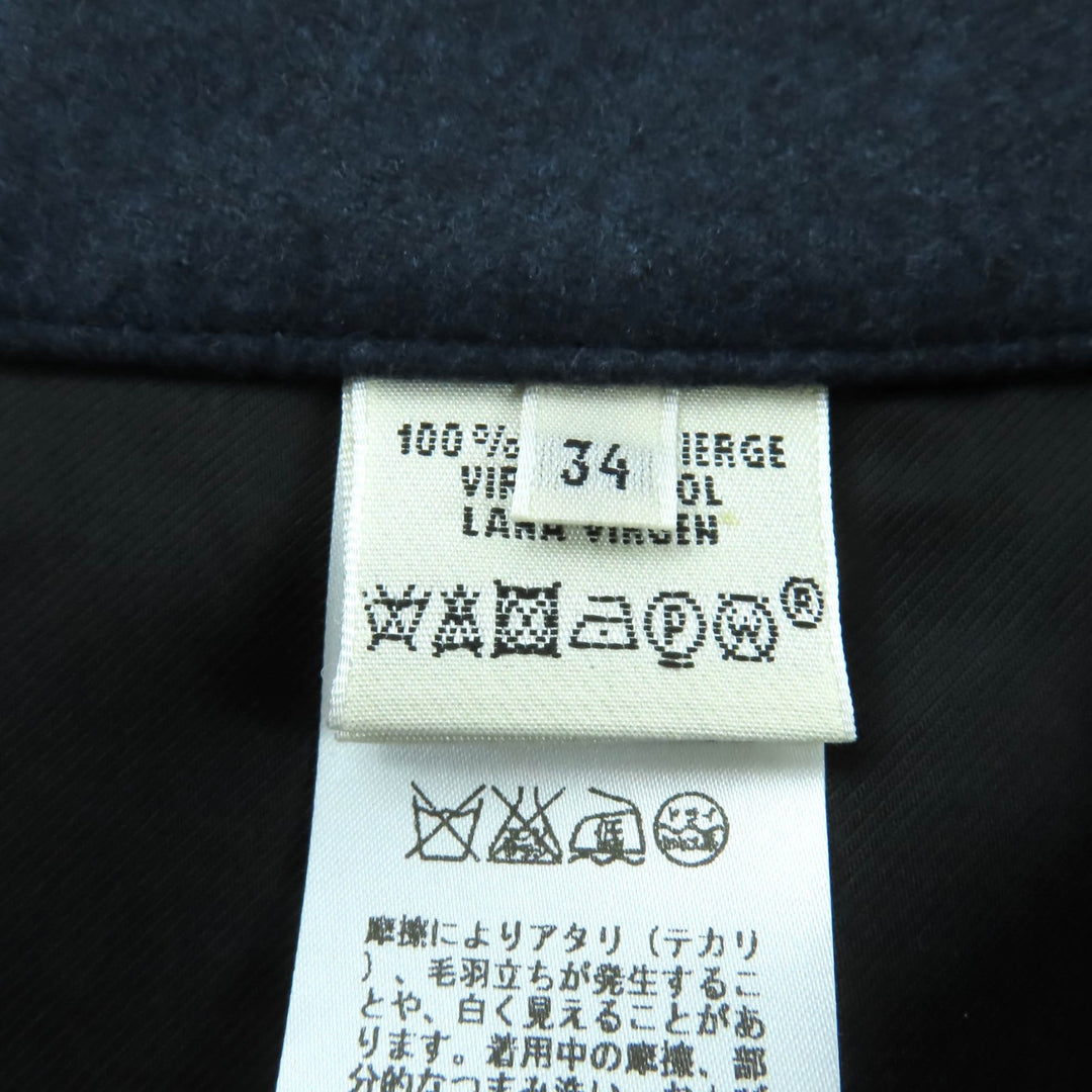 Excellent HERMES Wrap skirt trapezoid knee length Navy wool Women 34
