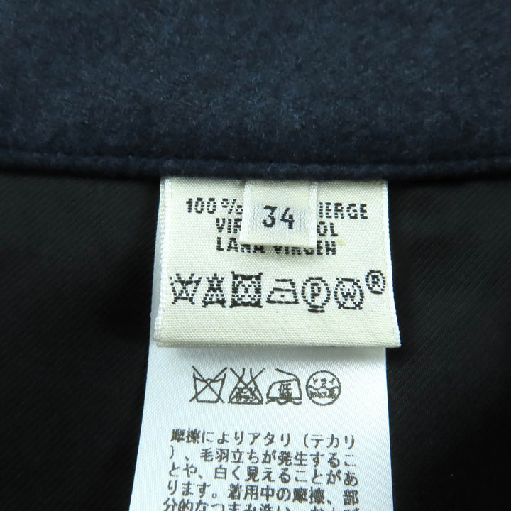 Excellent HERMES Wrap skirt trapezoid knee length Navy wool Women 34
