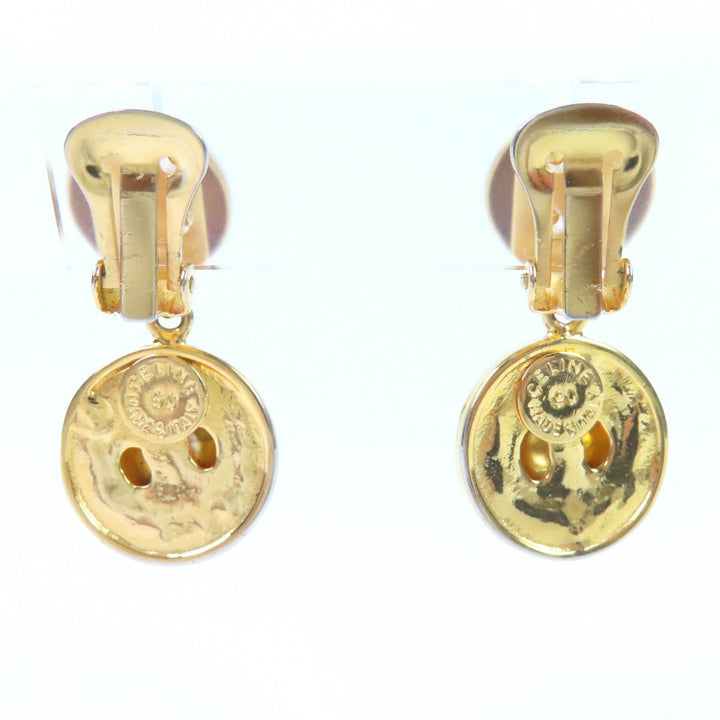 Excellent CELINE Earring Star Ball Multicolor Stone Swing gold Women