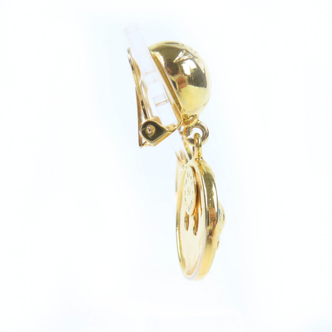 Excellent CELINE Earring Star Ball Multicolor Stone Swing gold Women