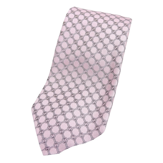 Pristine GUCCI tie GG Jacquard pink silk mens 386488