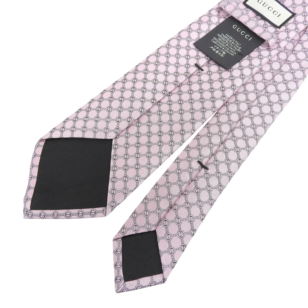 Pristine GUCCI tie GG Jacquard pink silk mens 386488