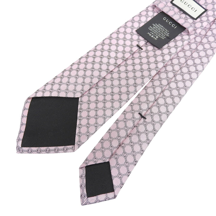 Pristine GUCCI tie GG Jacquard pink silk mens 386488
