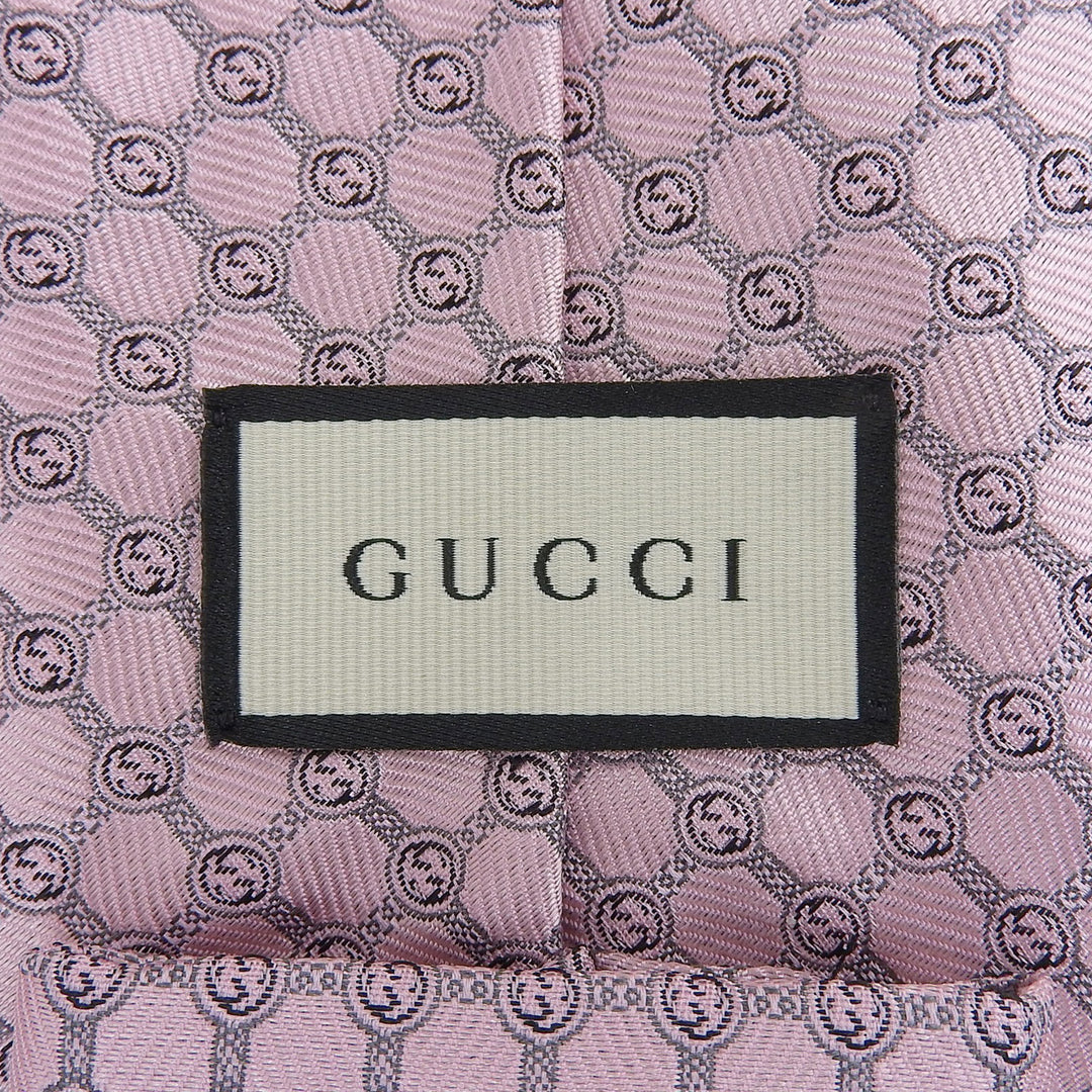 Pristine GUCCI tie GG Jacquard pink silk mens 386488