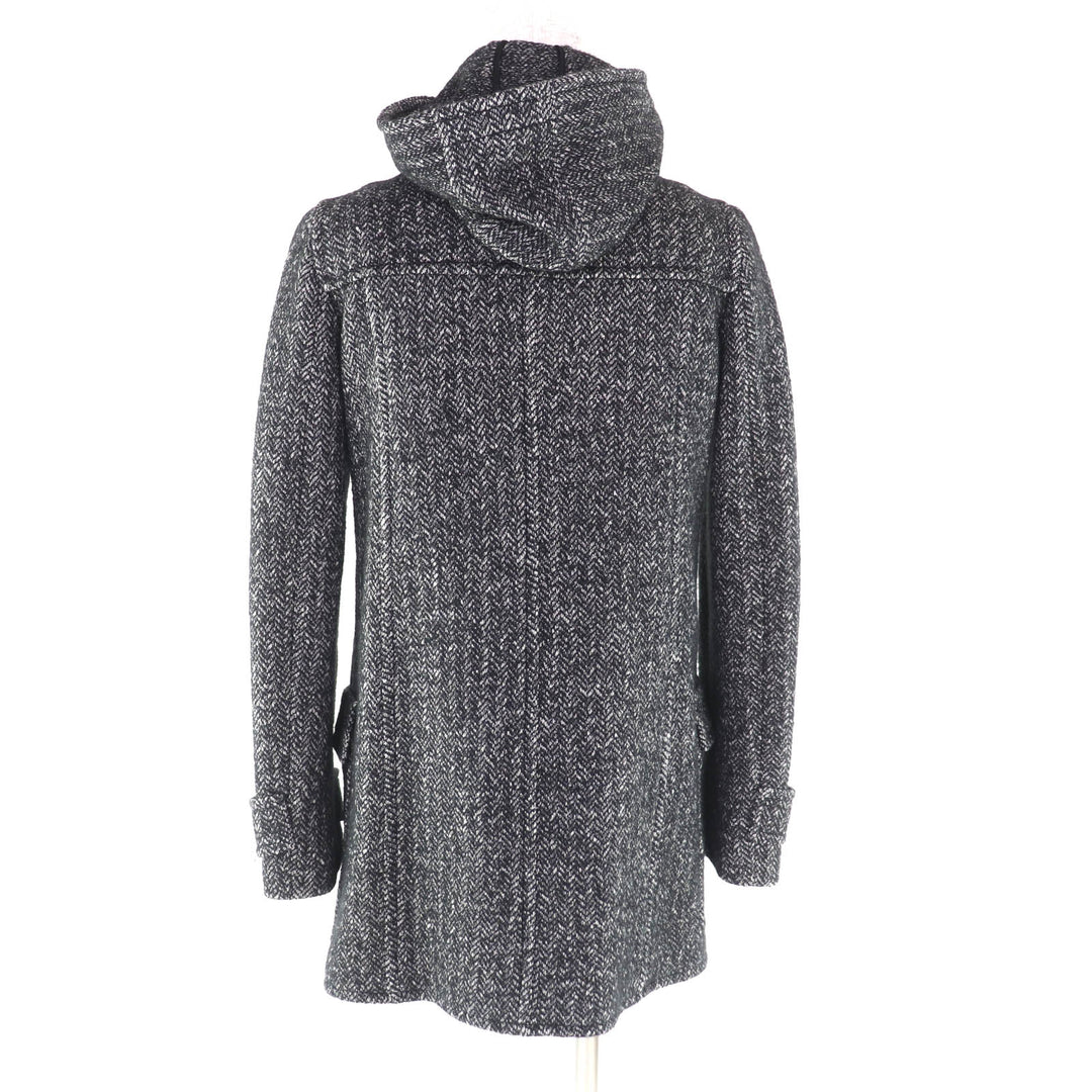 Excellent GUCCI Duffel coat Tweed hood with toggle buttons black wool 36 348694