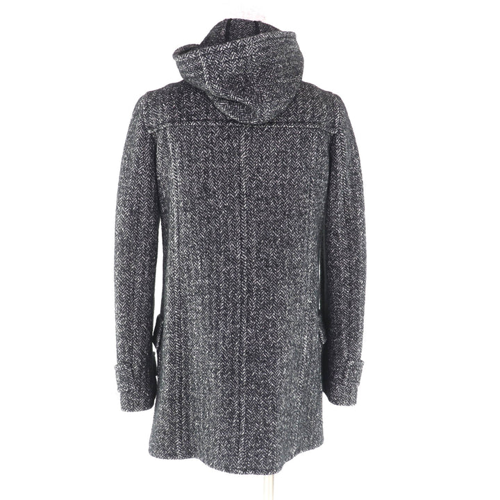 Excellent GUCCI Duffel coat Tweed hood with toggle buttons black wool 36 348694