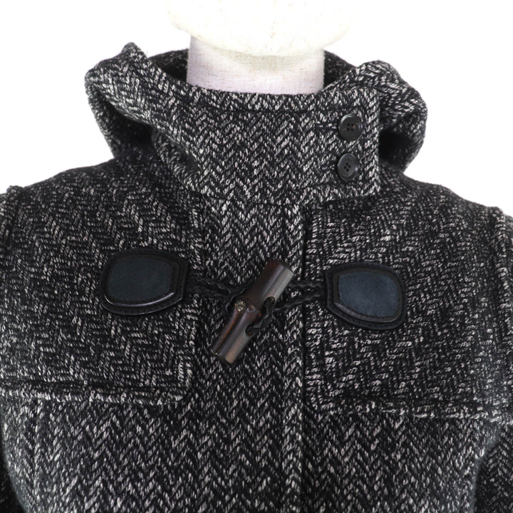 Excellent GUCCI Duffel coat Tweed hood with toggle buttons black wool 36 348694