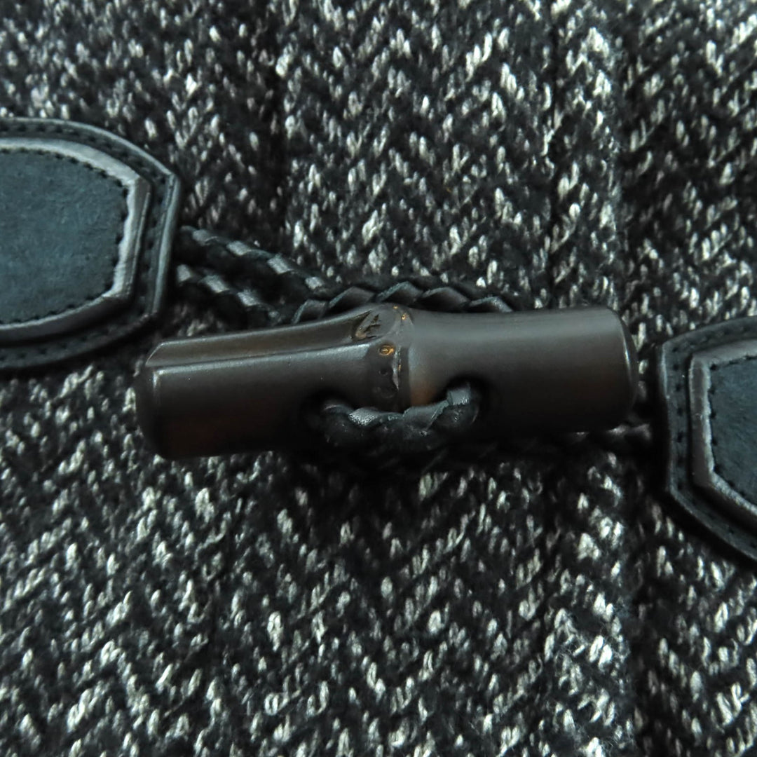 Excellent GUCCI Duffel coat Tweed hood with toggle buttons black wool 36 348694
