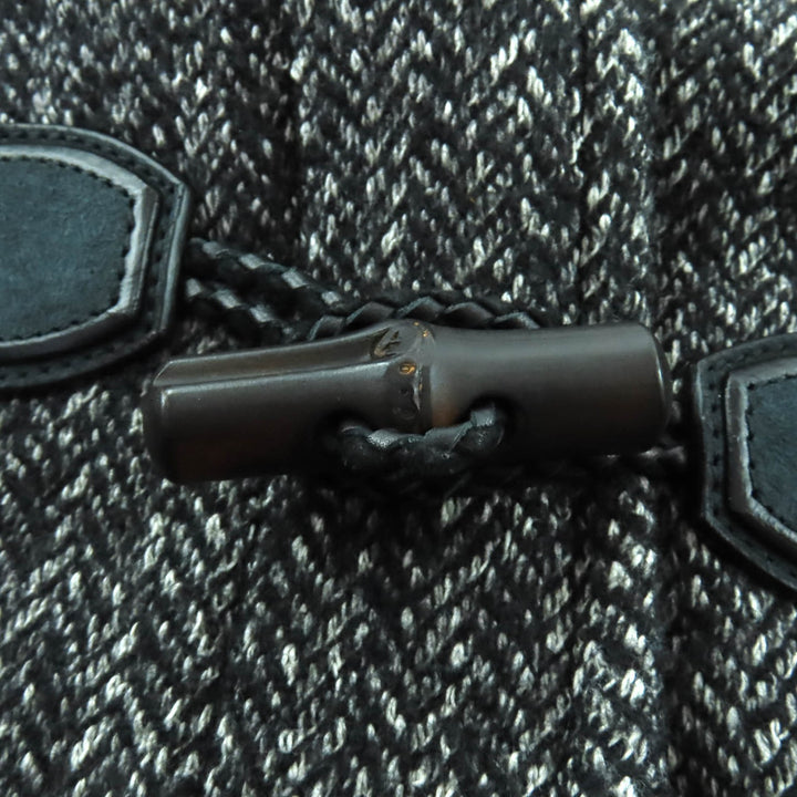 Excellent GUCCI Duffel coat Tweed hood with toggle buttons black wool 36 348694